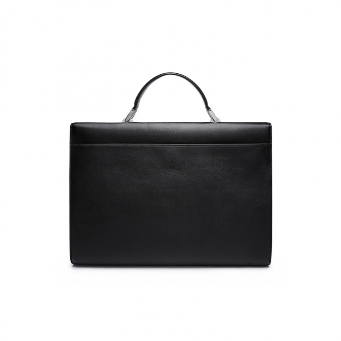 클래식 한 14 인치 노트북 남성용 블랙 정품 가죽 가방 