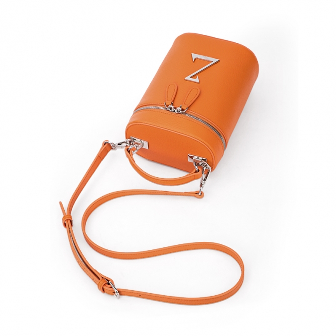 2021 사용자 정의 로고가 있는 여성용 오렌지 컬러 정품 가죽 버킷 백 